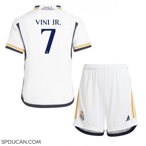 Dječji Nogometni Dres Real Madrid Vinicius Junior #7 Domaci 2023-24 Kratak Rukav (+ Kratke hlače)